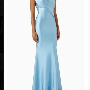 Nicole Bakti One Shoulder Light Blue Dress
